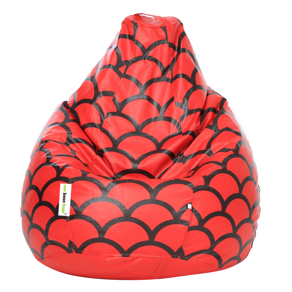 Orka Digital Printed Monster Bean Bag Cover Without Beans (Red Pattern)